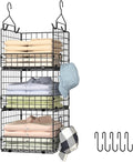 Sonyabecca 3-Tier Closet Organizers and Storage, Foldable Stackable Wire Basket Bins with 5 S Hooks, Space-Saving Hanging Closet Shelf for Clothing, Sweaters, Handbags, Hats,Purse by Sonyabecca