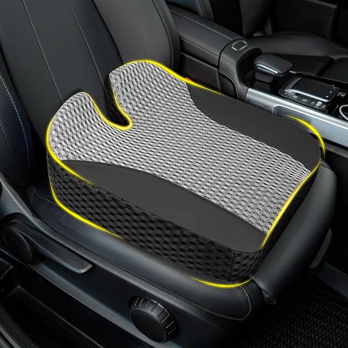 Lofty Aim Car Seat Cushion for Driving, Memory Foam Driver Seat Cushion | Car Seat Cushion for Long Driving Comfort, Driver Seat Pillow Adds Height and Support for Cars, Office Chairs, Black & Gray by LoftyAim