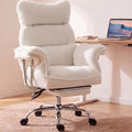 Dowinx Big and Tall Office Chair, Ergonomic Desk Chair with Thick Cushion, Wide Seat & Armrests Computer Gaming Chair,High Back Reclining Teddy Fleece Criss Cross Chair with Foot Rest, White by Dowinx