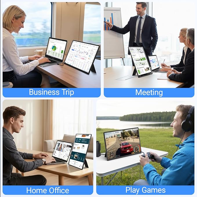 Laptop Screen Extender, 16.1" FHD 1080P Laptop Monitor Extender, Ultra-Thin Portable Monitor for Laptop with USB-C/HDMI Port, Plug & Play for Windows/Mac/Android/Switch/PS5/Chrome - Image 6