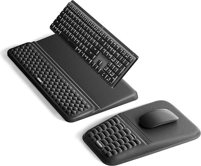 Vaydeer Keyboard Stand and Mouse Pad Set with Wrist Rest, Soft Memory Foam Wrist Support, Ergonomic Wrist Cushion for Desk, Relieves Carpal Tunnel Pain, Palm Hand Typing for Office, Home, Gaming by Vaydeer