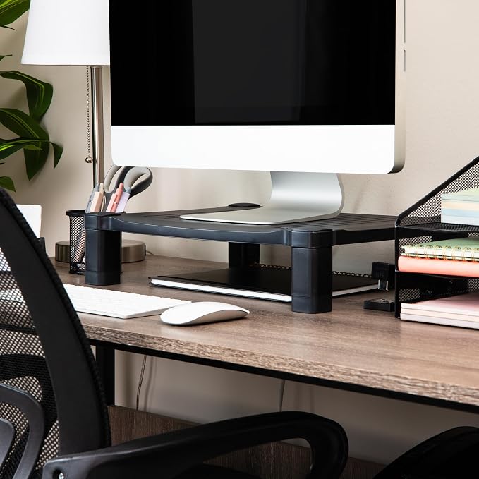 Mind Reader Monitor Stand, Height Adjustable, Desktop Organizer, Laptop Riser, Office, 17.25"L x 13.25"W x 4"H, Black - Image 6
