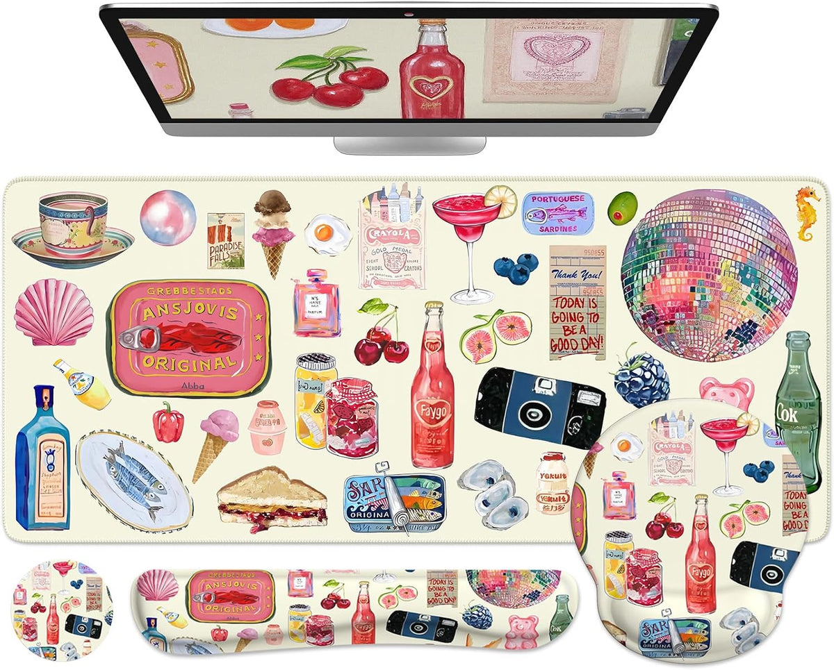 iCasso Desk Pad Mat, Large Mouse Pad and Keyboard Wrist Rest Set by iCasso