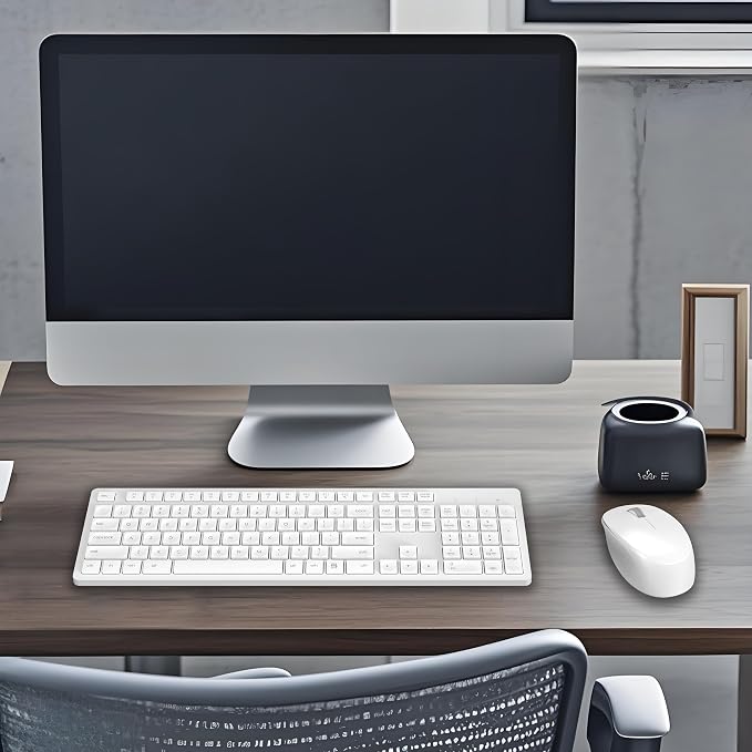 LeadsaiL White Wireless Keyboard and Mouse Combo, Full-Sized Ergonomic Computer Keyboard, 2.4GHz USB Cordless Keyboard Silent Mouse Set, 12 FN Shortcuts for Windows MacOS Laptop Computer - Image 7