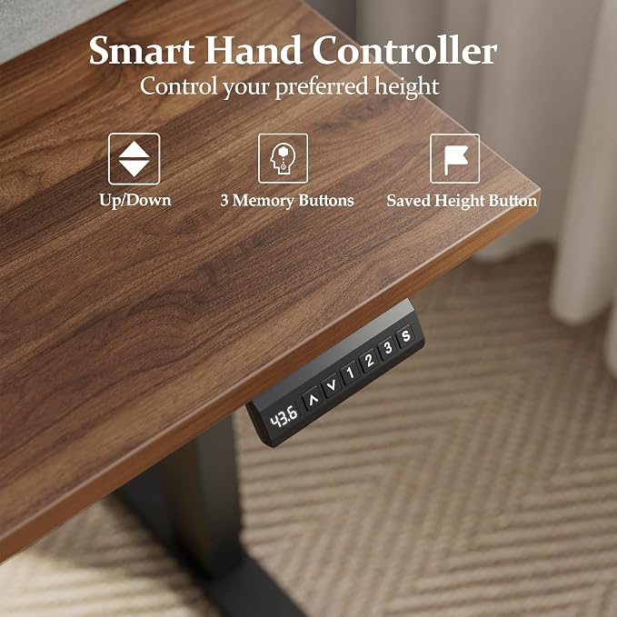 Klicelor L Shaped Electric Standing Desk 63 x 55.1 inch with Shelf, Height Adjustable Corner Desk, Sit Stand Desk with Storage Shelf, Home Office Computer Table, Dark Walnut - Image 8