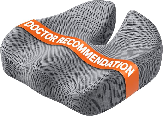 CJACSOC Seat Cushion, Extra Large Memory Foam Cushion for Office Chair Cushions, Ergonomic Cushions Pad Pillow for Pressure Relief Sciatica & Pain Relief for Long Sitting, Grey by Unknown
