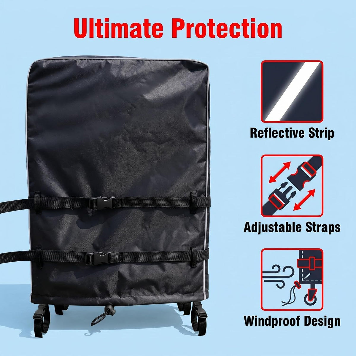 70-75 Inch Windproof Outdoor TV Trolley Cover, Heavy Duty Oxford Weatherproof Dustproof Cover for Mobile Rolling TV Stand(70''L x15''W x 57''H) - Image 6
