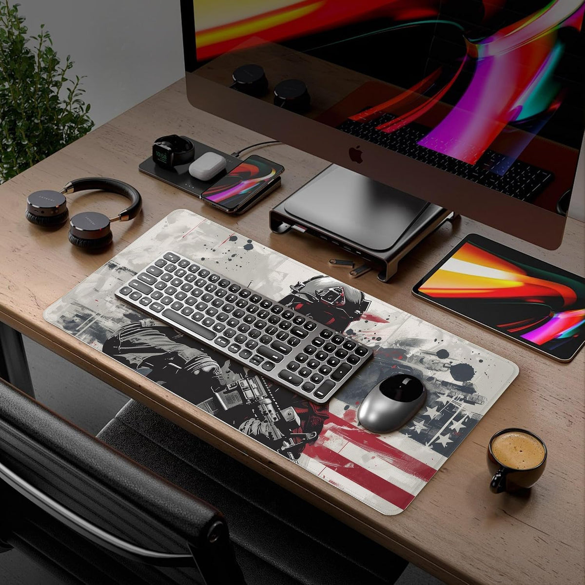XXL Military Skull American Flag Mouse Pad Rubber Desk Mat 35.4×15.7 in - Image 6