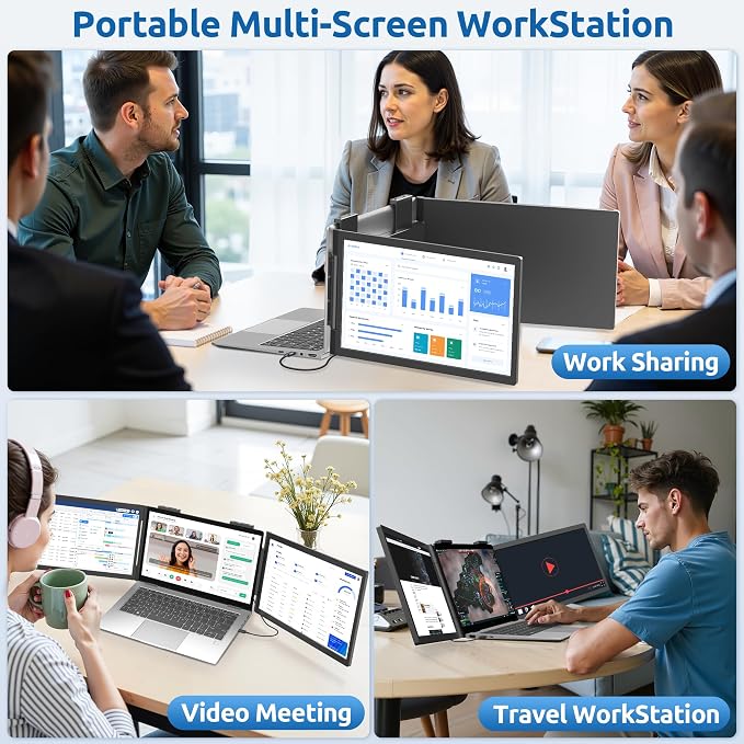 MAGICRAVEN Dual Laptop Screen Extender with Bag, 14" 1080P Portable Monitor, Type-C (No HDMI) Plug and Play for 13.3" - 16.1" Laptops, Attachment Display for Windows/MacOS/Chrome Laptop Phone - Image 8