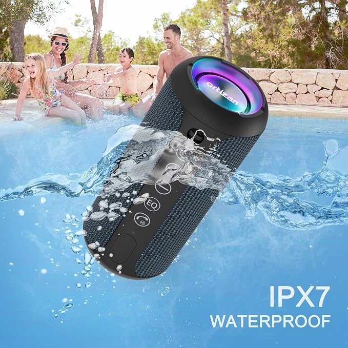 Ortizan Portable Bluetooth Speakers, IPX7 Waterproof Wireless Speaker with 24W Loud Stereo Sound, Outdoor Speaker with Bluetooth 5.3, Deep Bass, RGB Lights, Dual Pairing, 30H Playtime for Home - Image 8