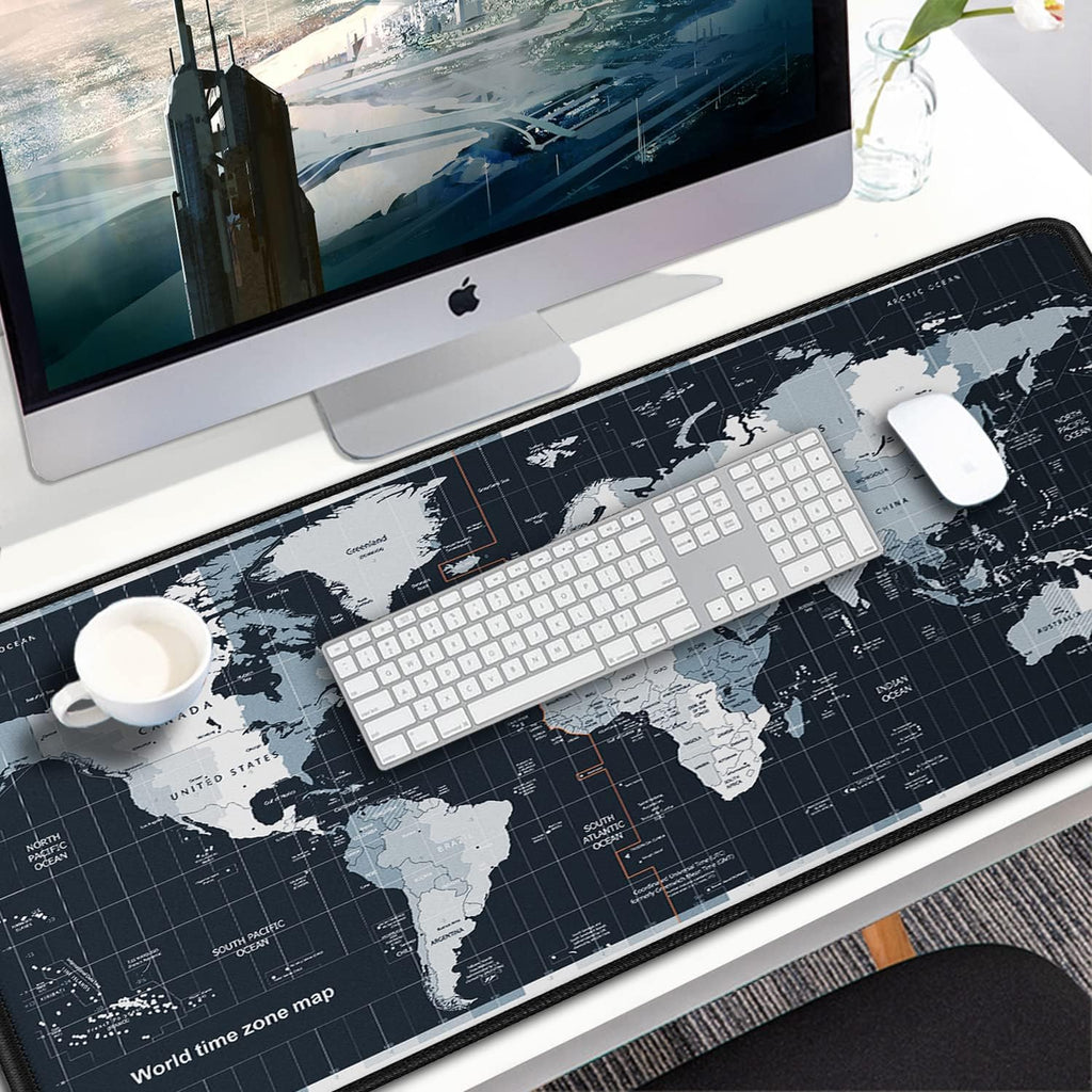 Large Gaming Mouse Pad with Stitched Edges, 31.5x15.7 in Extended Computer Keyboard Mouse Mat, Water Resist Non-Slip Mousepad Rubber Base Long XXL Desk Mousepad for Work & Gaming, Home, Map - Image 7