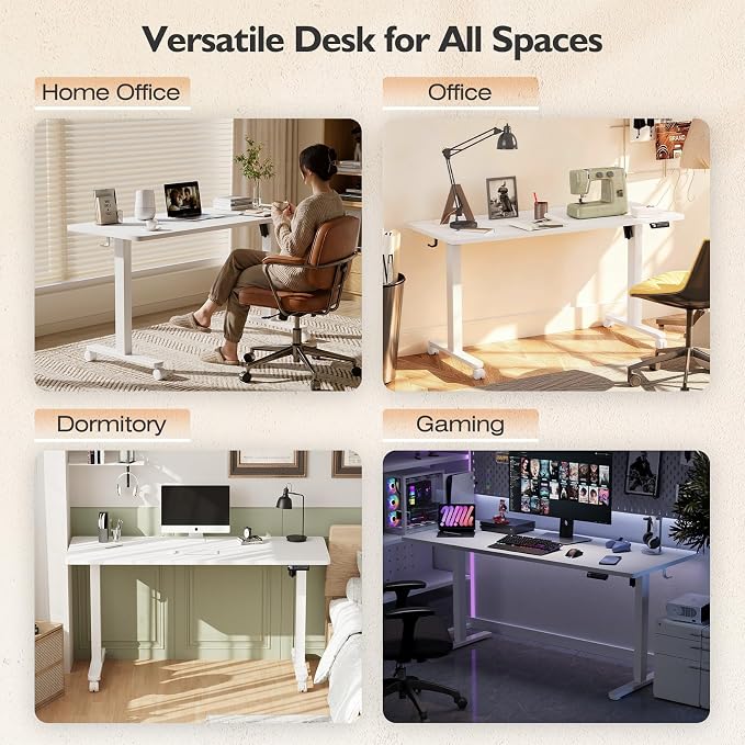Monomi Large Electric Standing Desk 71“x31.5“ Height Adjustable,White | Sit Stand Up Desk for Home Office,Ergonomic Computer desk with Memory Preset and Anti-Collision,Headphone Hook - Image 9