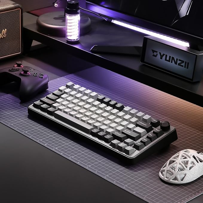 YUNZII B75 PRO 75% Wireless Mechanical Keyboard (Dark Grey,Cocoa V2) | Hot Swap Keyboard with Knob, Gasket Mount, Creamy Pre-lubed Switch for Smooth Typing, BT/USB-C/2.4G, for Gaming - Image 9