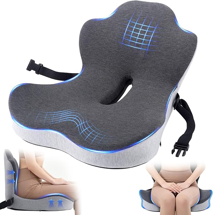 Car Seat Cushion, Truck Driver Seat Cushion L-Shaped Lumbar Support Pillow, Memory Foam Seat Cushion Ergonomic Back Support, Comfort & Support for Long Sitting, Alleviate Back Pain by Unknown