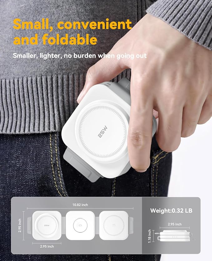 25W 3 in 1 Charging Station for Apple,Foldable Magnetic Wireless Charger | Travel Charging Pad for Multiple Devices iPhone 17 16 15 14 13 12 Pro Max Plus Apple Watch Series & AirPods 4/3/2/Pro - Image 3
