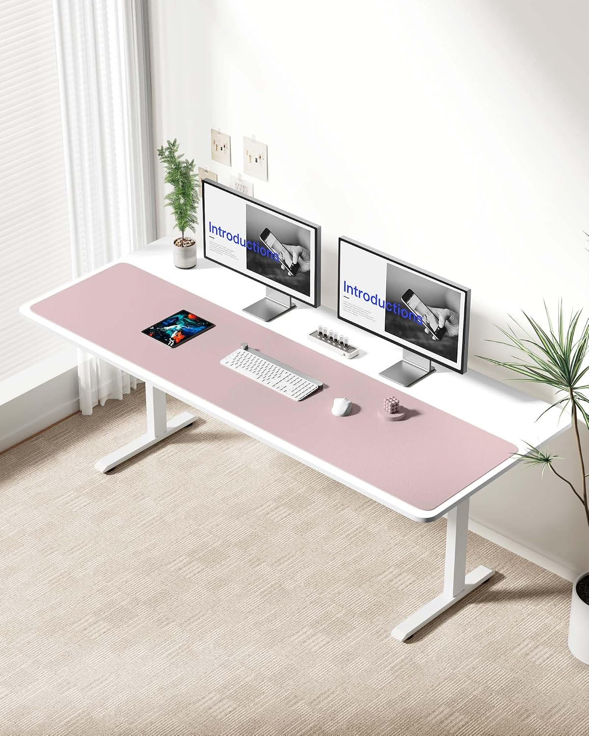 YSAGi Leather Desk Protector, Office Mat, Large Mouse Mat, Non-Slip PU Leather Blotter, Laptop Desk Mat, Waterproof Writing Pad for Office and Home(Grayish Lavender, 63" x 17.2") - Image 3