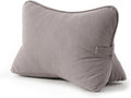 Pat. Pend. Corduroy Lumbar Support Pillow for Watching TV, Reading & Gaming, Triangle Cushion for Sofa, Armchair, Couch or Bed, Removable Washable Cover, Light Gray by Ailuteie