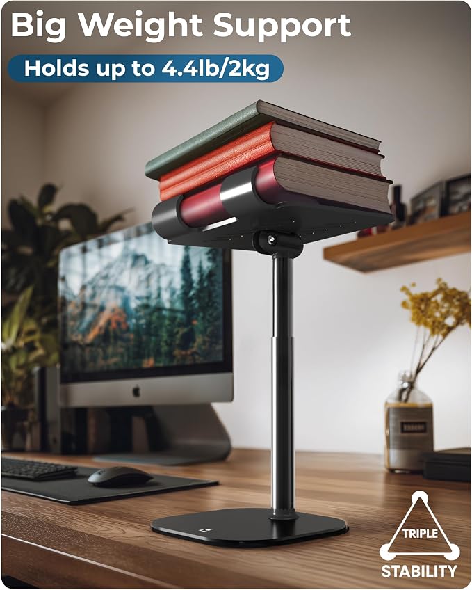 COOPER TabHolder Tablet Holder, iPad Stand for Desk, Portable Monitor Stand | Height Adjustable, 270° Tilt, Weighted Base; Fits iPad Pro, Kindle, Galaxy Tab, 15.6-17" Monitors 4.4 lbs; desk, kitchen, bed - Image 7