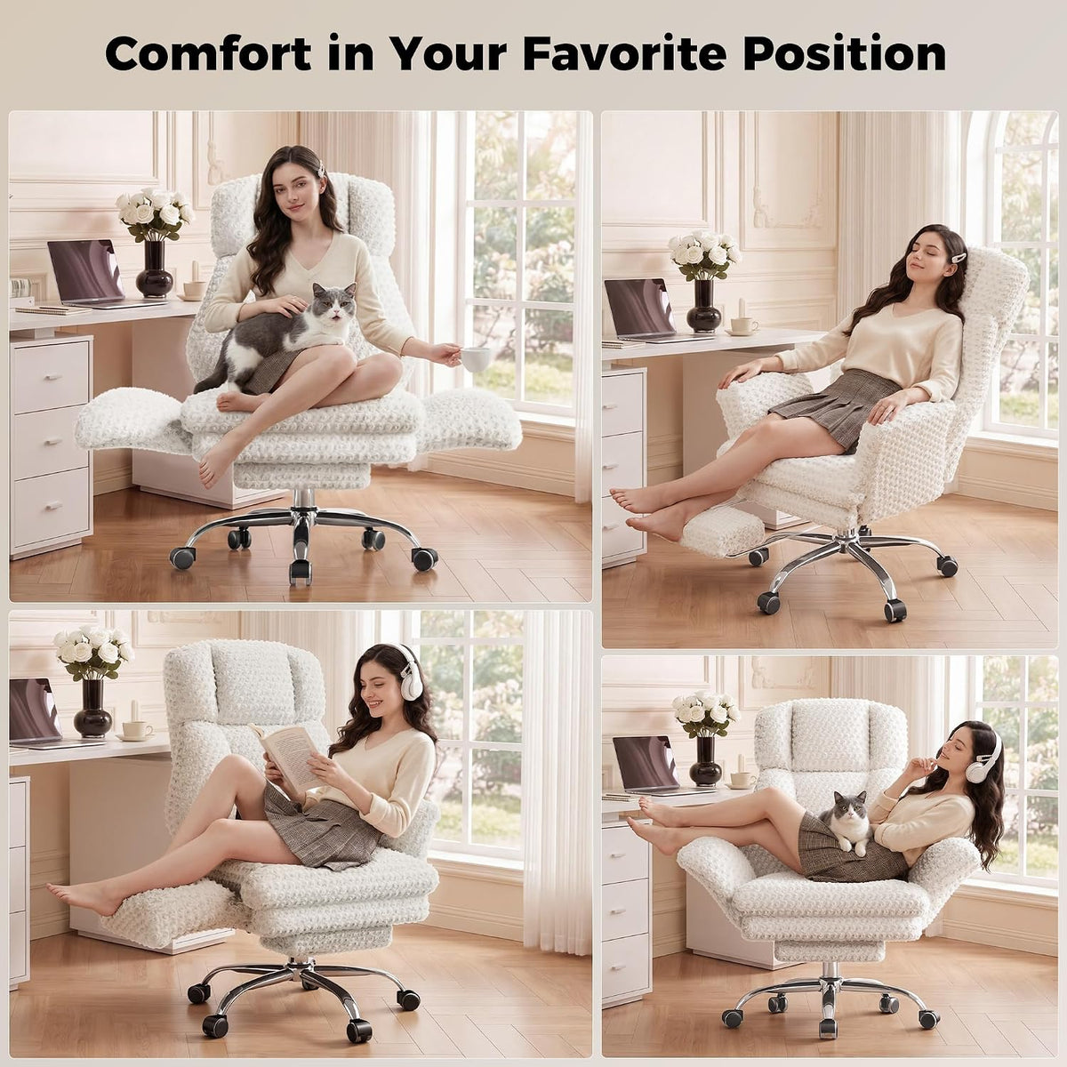 Big and Tall Office Chair, Flip Armrests for Pets & Cross Legged Sitting - Image 4
