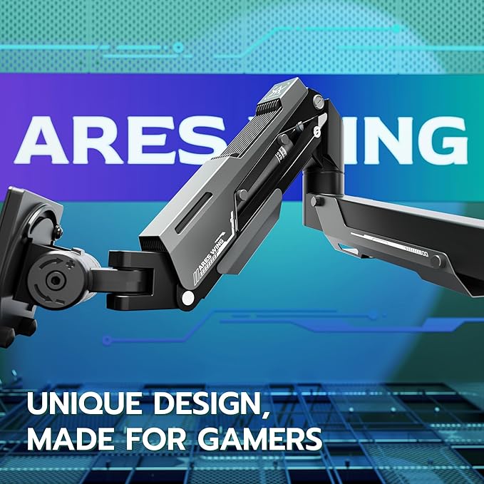 ARES WING Heavy Duty Dual Monitor Mount for 24-57 Inch, Black | Adjustable Stacked Gas Spring Desk Mount for 2 Ultrawide Screens, VESA 75/100/200mm Mount - Image 3