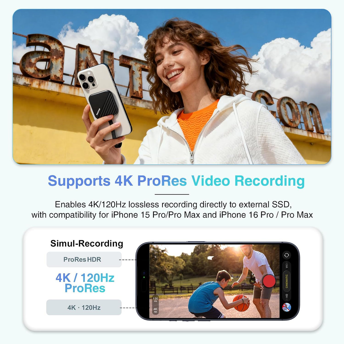 Bestoss 1TB Portable Magnetic SSD, 4K 120fps ProRes HDR Record & Store - Image 5