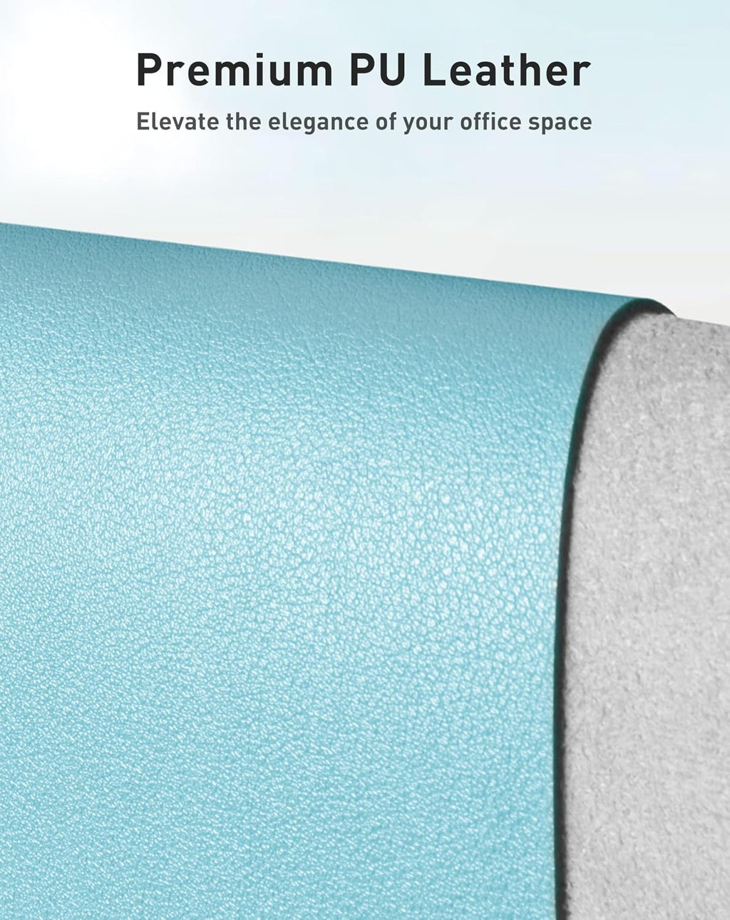 Aothia Faux Leather Desk Mat - Large Mouse Pad, Non-Slip PU Leather Blotter, Waterproof Writing Surface for Office and Home (Blue Topaz, 63" x 17") - Image 2
