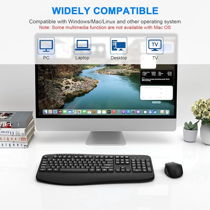 Wireless Keyboard and Mouse Combo, EDJO 2.4G Full-Sized Ergonomic Computer Keyboard with Wrist Rest and 3 Level DPI Adjustable Wireless Mouse for Windows, Mac OS Desktop/Laptop/PC,Classic Black - Image 7