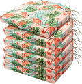 HARBOREST Outdoor Chair Cushions Set of 6, Water Resistant Patio Chair Cushions with Ties, Outdoor Seat Cushions for Patio Furniture, 17"x16"x2", Flamingo by HARBOREST