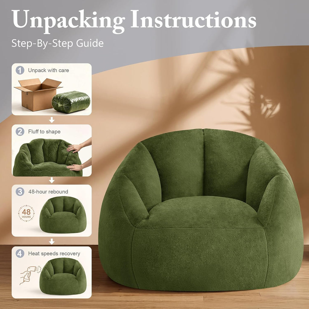 Gericco Giant Bean Bag Chair for Adults, Oversized Shell Shape Bean Bag - Image 6