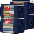 Fab totes 90L Clothes Storage, Foldable Thick Fabric Blanket Storage Bags | Foldable Containers with Zippers,Window and Handles for Organizing Bedroom, Closet, Comforter, Bedding,Dorm essentials by Fabtotes
