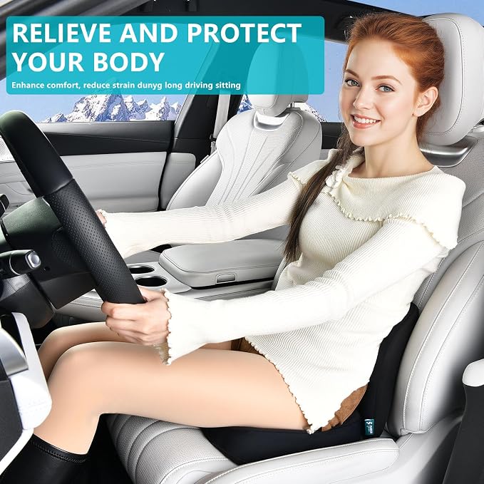 Car Seat Cushion and Back Support for Office Chair Memory Foam Chair Cushions Pressure Relief Seat Pads with Gel Massage Point Lumbar Support Relief Sciatica & Tailbone (Black) - Image 4