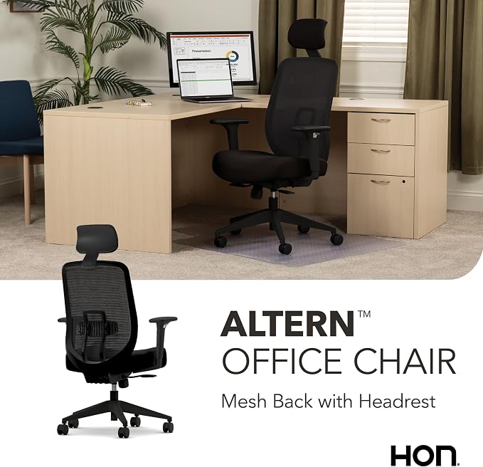 HON Altern Ergonomic Office Chair, Office Desk Computer Chair, Black | Mesh desk chair with lumbar support, headrest, seat slide, adjustable arms, computer chair for home office productivity - Image 6