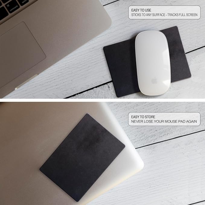 Mouse Pad Adhesive Bottom - Sticks to Any Surface - Portable - Webcam Covers and Screen Cleaner Included (Blank Black) - Image 4