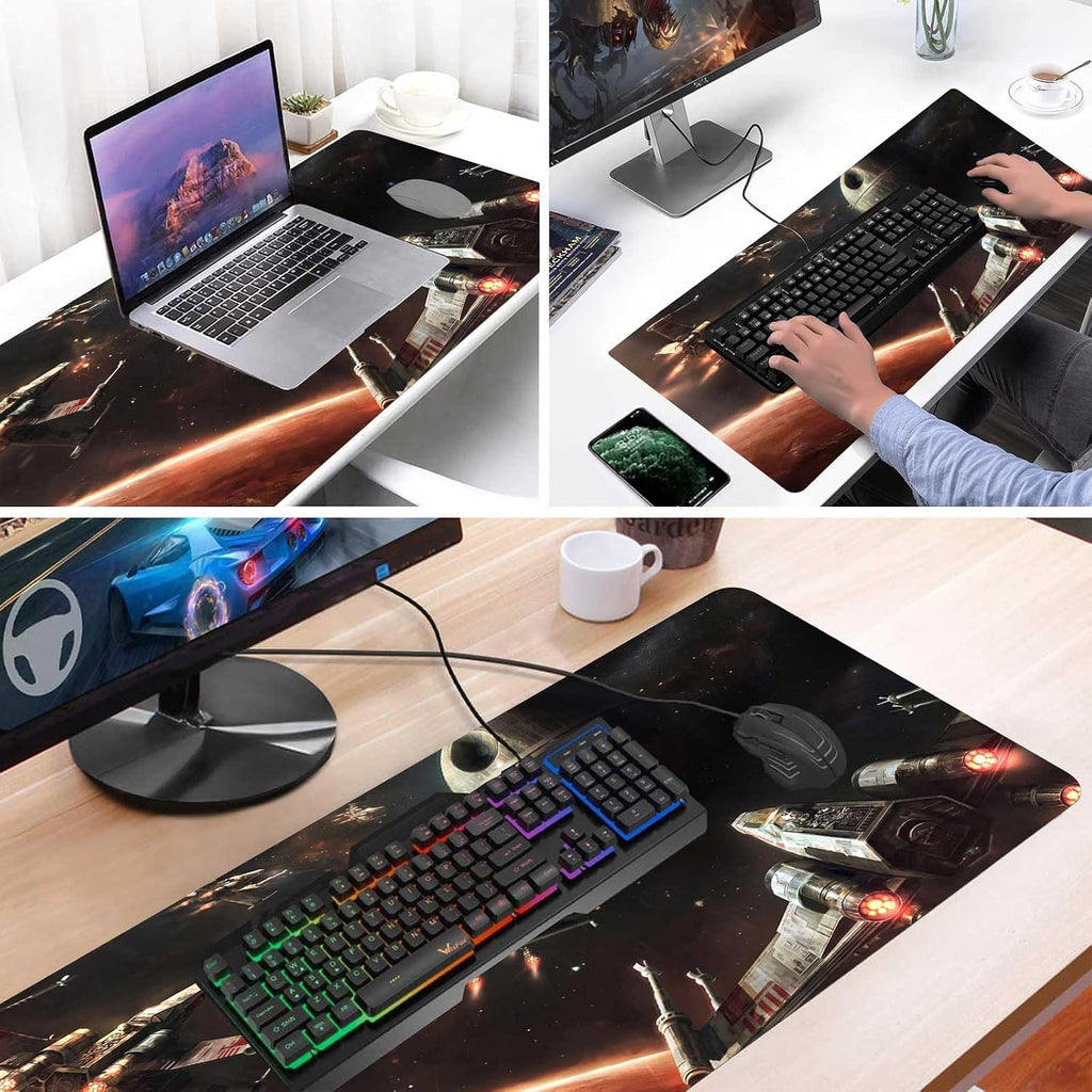 XXL Large Gaming Mouse Pad,Mousepad with Stitched Edge Frame & Non-Skid Rubber Base,Desk Mat for Work,Office Desk Pad for Laptop,Computer Keyboard and Mice Combo Pads Mouse Mat 31.5X15.7 inches - Image 4