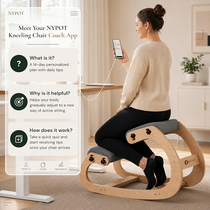Ergonomic Kneeling Chair with Adjustable Seats - Knee Chair for Posture Correction & Kneel Rocking Stool for Desk - Back Pain Relief for Home and Office, Supports 250 pounds - 5 Years Warranty - Image 8