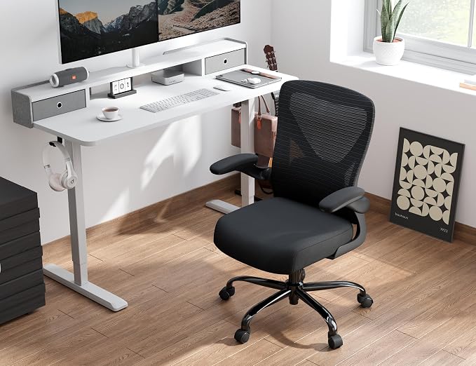 Office Chair: 330LBS Mesh Ergonomic Desk Chair Comfy with 3D Lumbar& Swivel | Ergalithic Computer Chair-Executive Task Work Chairs with Flip-up Arm Home Office Desk Chairs Gaming Chair for Adults(Black) - Image 8