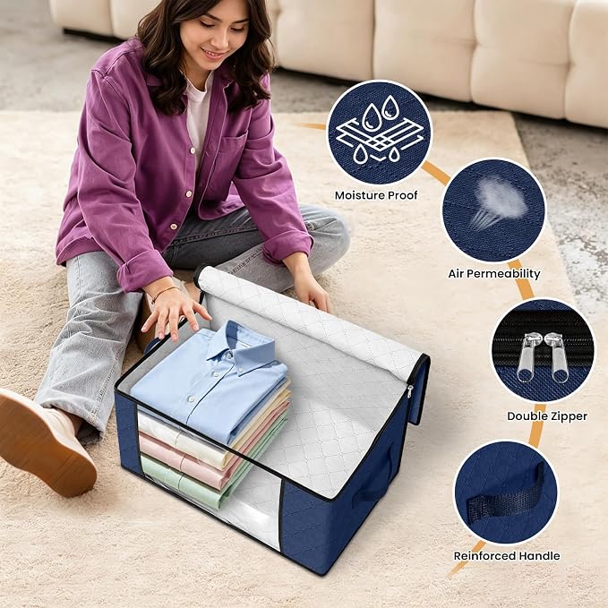 Fab totes 35L Closet Organizers, Foldable Under Bed Storage Containers | Storage Bags with Zippers,Window and Handles for Organizing Bedroom, Closet, Clothing,Organization with Handle - Image 4