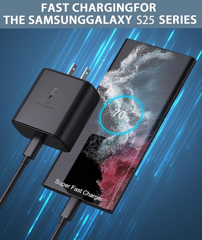 45W Super Fast Charger USB C- 45 Watt Type C Fast Charging Android Phone Charger Compatible with Samsung Galaxy S25 Ultra/S25/S25+/S26/S26+/S26Ultra/S24+/S24 Ultra/S23 Ultra Tab,6ft C Cable - Image 3