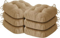 IASEAHK Chair Cushions for Dining Chairs, Dining Chair Cushions, Tufted Indoor Chair Pads with Ties & Non Slip Backing, Seat Cushions for Kitchen Chairs 16.5” x 16.5” x 3.5”, Set of 6, Khaki by IASEAHK