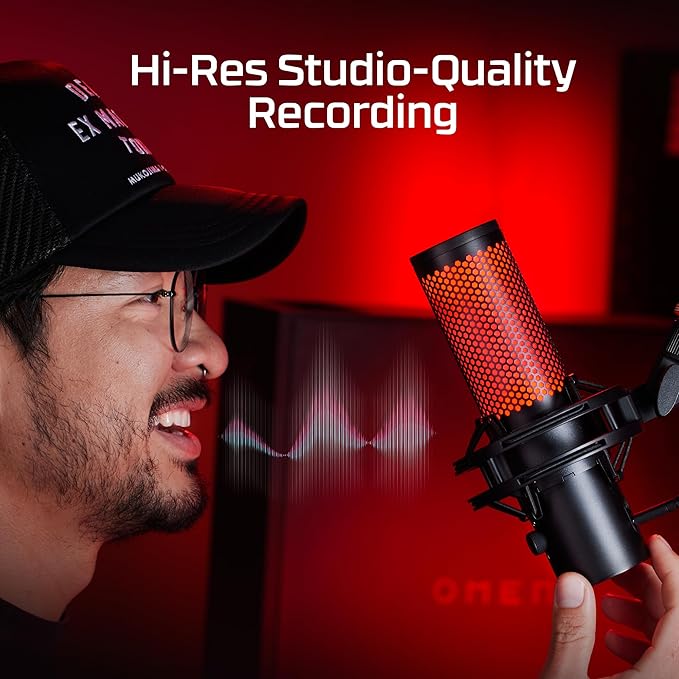 HyperX QuadCast 2 – USB Microphone for Gaming, Streaming and Podcasting, with On-Board Controls, LED Lighting, Removable Shock Mount, PC, Mac, PS5, PS4, USB-C - Black - Image 2