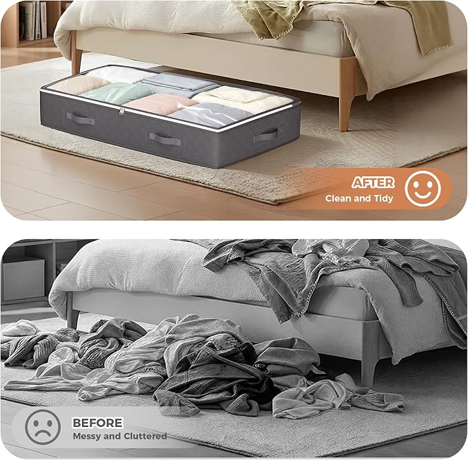 Budding Joy 95L Under Bed Storage Containers, 8 Pack Storage Bags Grey | Underbed Storage Bags for Blankets, Towels, Comforter, Sweaters, Linen Sheets, Wrapping Paper - Image 7