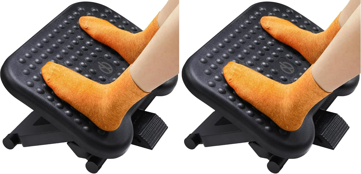 ErGear Under Desk Footrest, Adjustable Foot Rest with 3 Height Settings and 30-Degree Angle, Ergonomic Desk Foot Rest with Massage Texture, Foot and Leg Rest for Home & Office (Pack of 2) by ErGear