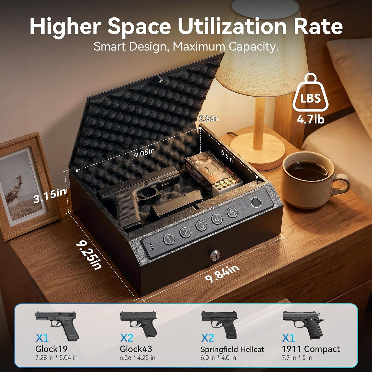 Gun Safe,Biometric Fingerprint Gun Safe for Handgun Pistol Safes CTSAFEPRO - Image 7