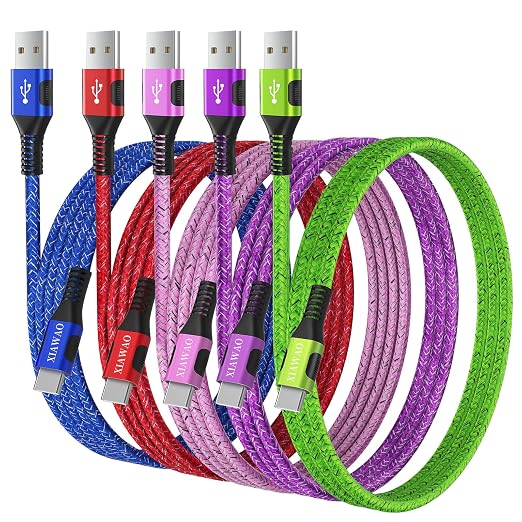 XIAWAO USB to USB C Cable Fast Charging, (5Pack, 3/3/6/6/10FT) C Charger Cord for Samsung Galaxy S25 S24 S23 S22 S21 S20 A17 A16 A15, iPhone 17 16 15 by Unknown