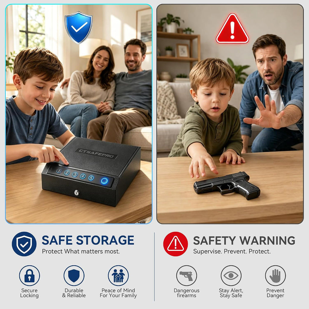 Gun Safe,Biometric Fingerprint Gun Safe for Handgun Pistol Safes CTSAFEPRO - Image 8