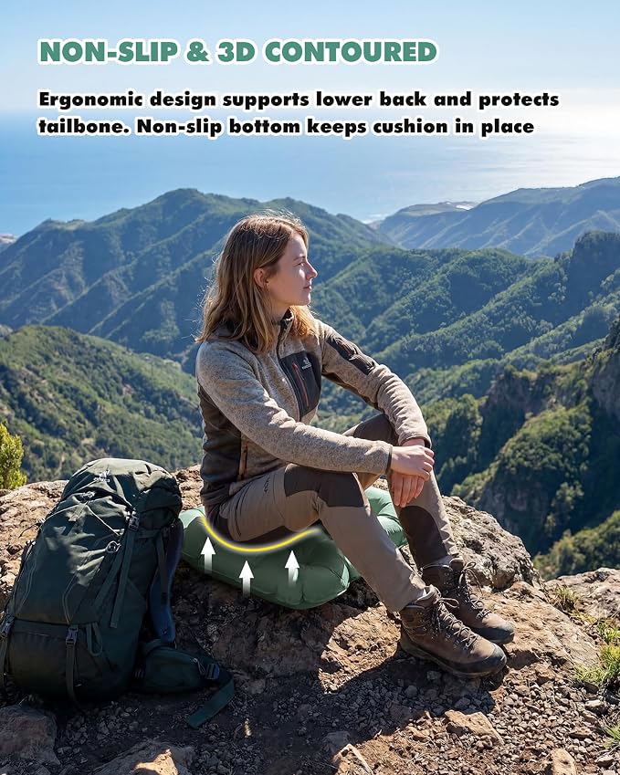 Inflatable Seat Cushion & Lumbar Support Lightweight TPU Non-Slip | 3D contoured, breathable, ideal for air travel, camping, hiking, office, stadium, long flights - Image 7