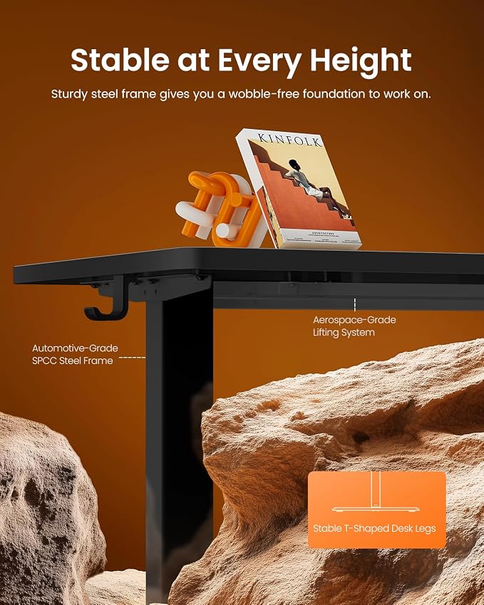 ErGear Height Adjustable Electric Standing Desk, 48 x 24 Inches Sit Stand up Desk, Memory Computer Home Office Desk, Carbon Fiber Black - Image 5