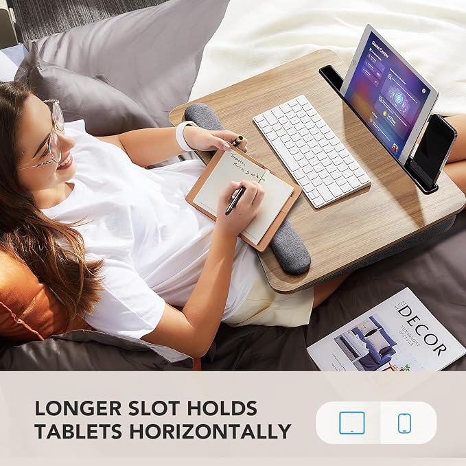 HUANUO Laptop Lap Desk - Portable Lap Desk with Pillow Cushion, Fits up to 17 inch Laptop, with Anti-Slip Strip & Storage Function for Home Office Students Use as Computer Laptop Stand, Book Tablet - Image 7