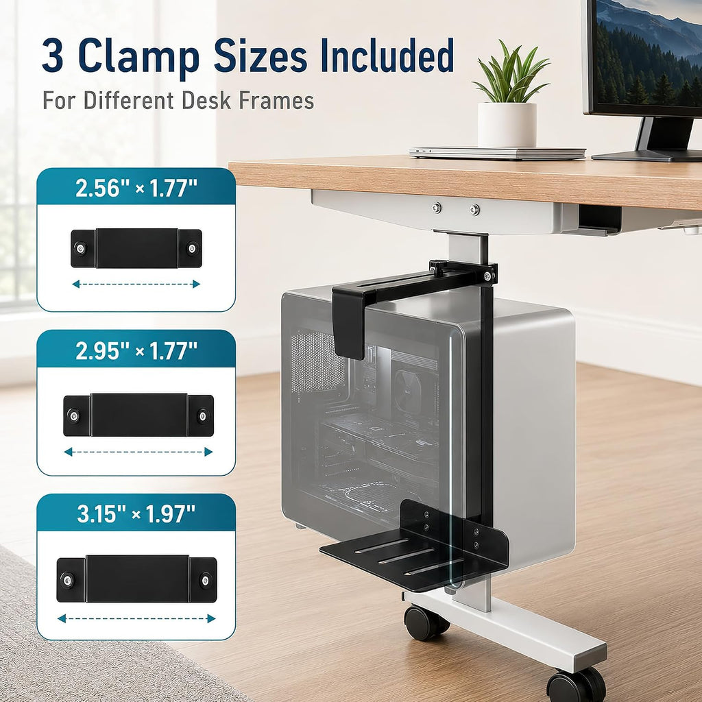 Under Desk PC Mount, PC Mount Stand Under Desk Fits 3 Desk Leg Sizes - Image 3