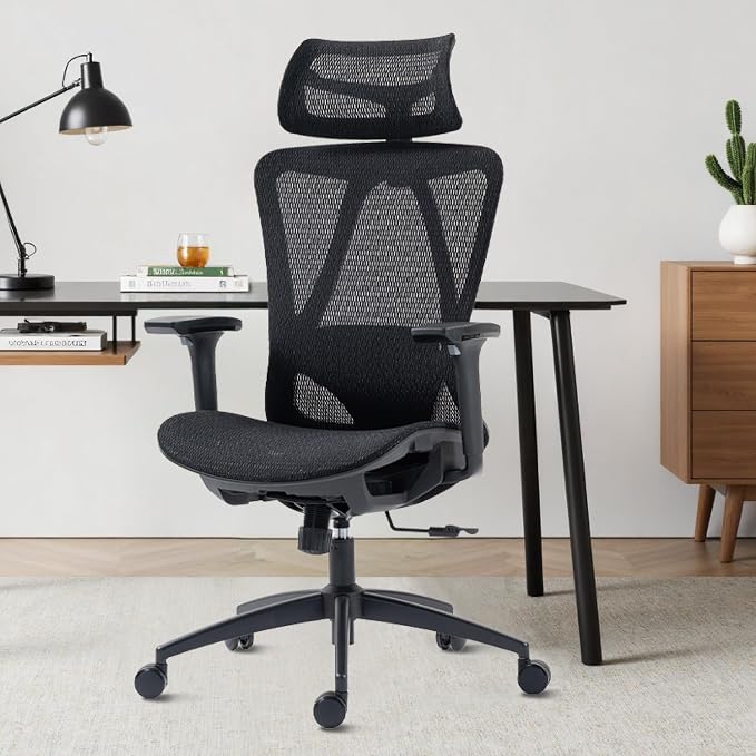 Ergonomic Mesh Office Chair, 3D Adjustable Armrests Desk Chair with 360° Swivel Silent Casters, 90°-120° Reclining Backrest Adjustable Gaming Chair for Home Office by hujusko